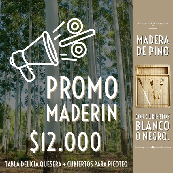 Delicia Quesera Madera de pino + Cubiertos